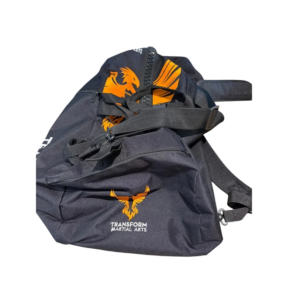 Transform Martial Arts Convertible Duffel Backpack Big Zipper Black Orange MMA